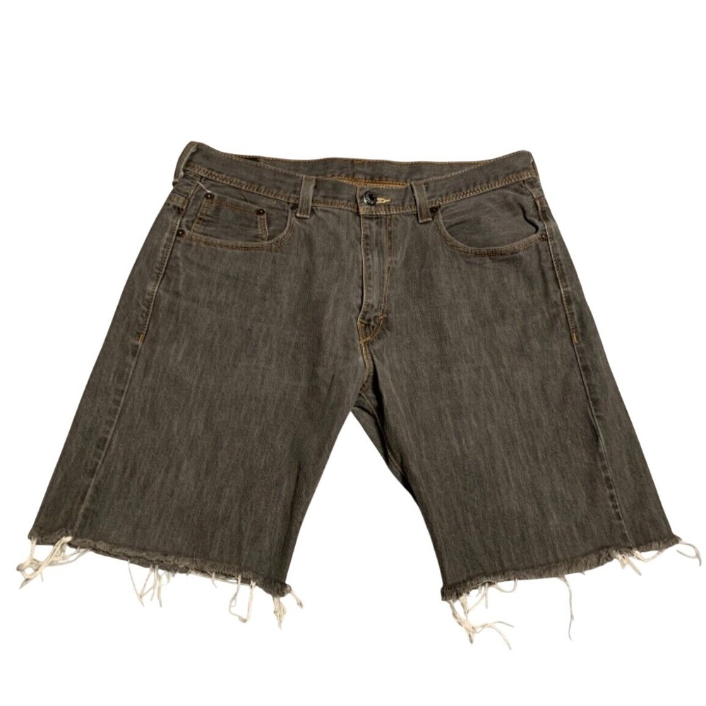 Levi's‎ 569 Loose Fit Denim Shorts Frayed Hem Charcoal Black Mens 34 Distressed